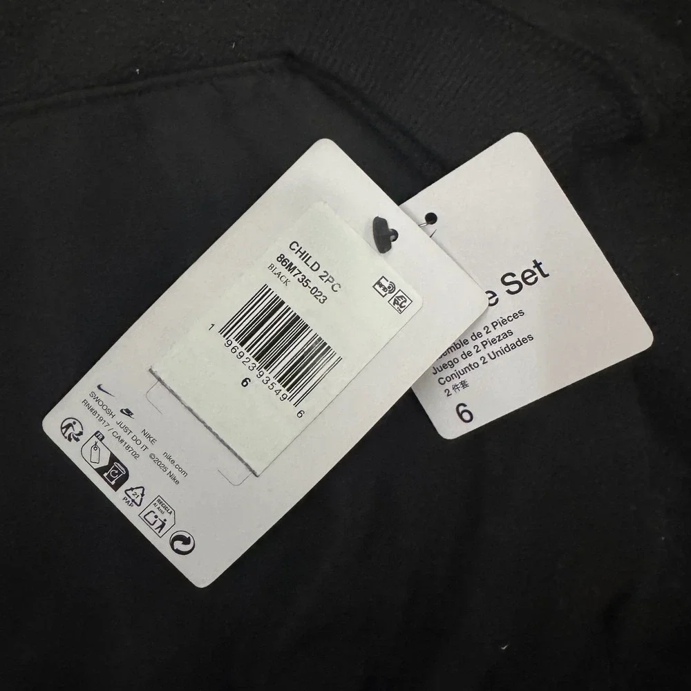 Nike Kids Tracksuit Set Black 2 Piece Jogger Sweatsuit Size 6 NWT - Picture 6 of 6